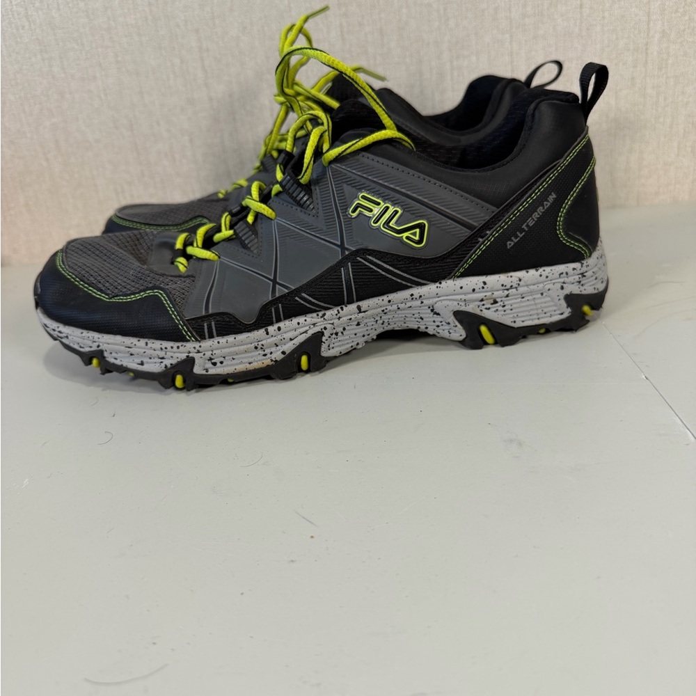 Fila Black and Gray Trail Shoes with Lime Highlights - Picture 6 of 12